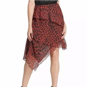 DKNY red cheetah skirt NEW